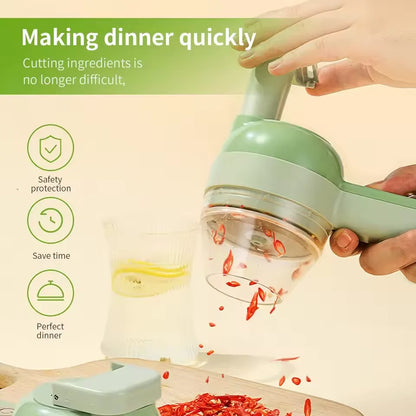 4-in-1 Electric Vegetable Cutter – Wireless Handheld Chopper